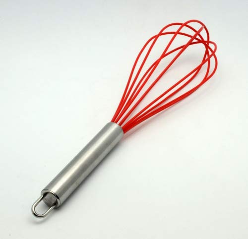 CookEasy Premium Non-stick Silicone Whisk - Heat-Resistant Silicone Kitchen Tools Utensils - Cherry Red