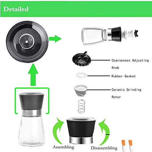 Salt And Pepper Grinders Refillable, Black Pepper Grinder, Top Spice