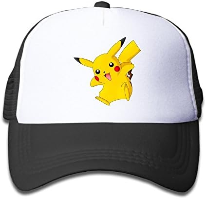 Huseki Kids Pokemon Pikachu 100% Nylon Mesh Caps One Size Fits Most Adjustable Cartoon Baseball Hat Black