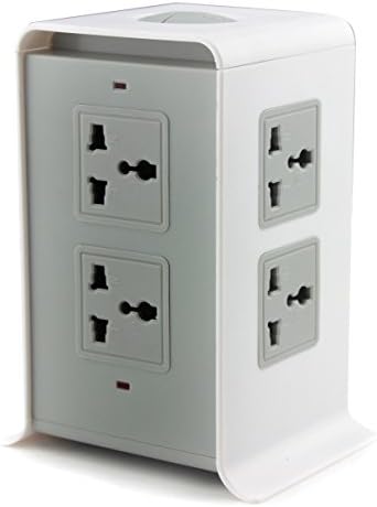YOTOSAN Smart 8 Outlets Home/Office Surge Protector Power Strip,Vertical Tower International Multiple Socket With 4 USB 2.1A Fast Charging Outputs for Smart Phone and More Device
