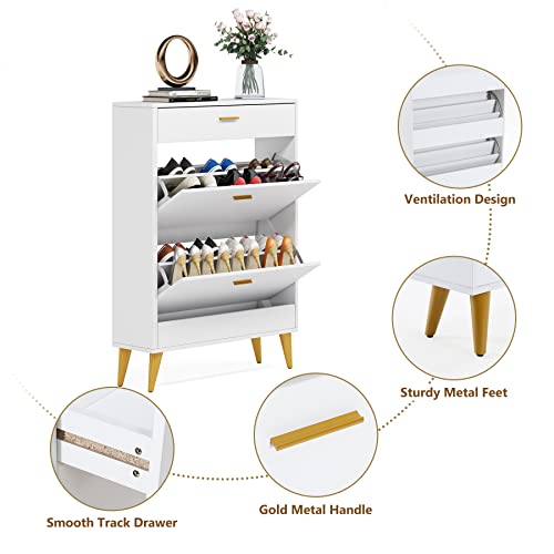 Tribesigns Shoe 16 Pair Shoe Rack Storage Organizer with 2