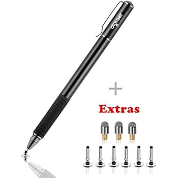 Digiroot Universal Stylus,[2-in-1] Disc Stylus Pen 2018 UPDATED Touch Screen Pens for All Touch Screens Cell phones, Tablets, Laptops with 9 Replacement Tips(6 Discs, 3 Fiber Tips Included) - (Black)