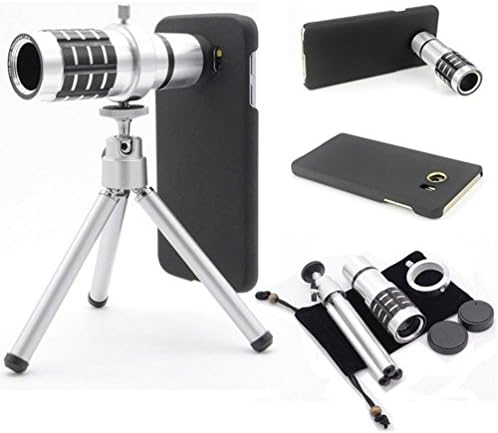 Mobile iPhone Camera lens kit,12X Zoom Aluminum Telephoto Telescope Lens Mini Tripod Hard Case Cover For Samsung Galaxy S5/S6/S6 Edge/S6 Edge Plus/Note 3/Note 4/Note 5 (Black for Galaxy S6)