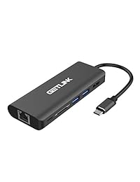 USB C HUB, getlink USB C a HDMI 4 K Multipuerto, 2 Port USB3.0, lector de tarjetas, USB C entrega de potencia y Gigabit Ethernet Adapter, gris