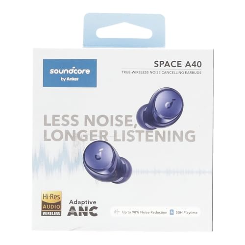 soundcore by Anker Space A40 Auto-Adjustable Active Noise Cancelling Wireless Earbuds, Reduce Noise by Up to 98%, 50H Playtime, Hi-Res Sound, Comfortable Fit, App Customization, Wireless Charge (Blue) - Image 12