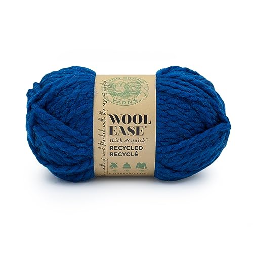 Lion Brand Yarn Wool-Ease T&Q recyceltes, sperriges Garn zum Häkeln, Königsblau, 1 Packung