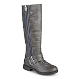 Journee Collection Womens Regular Wide-Calf and Extra Wide Calf Side Zip Buckle Knee-High Riding Boots