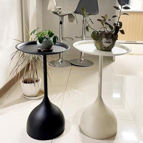 MOZOGOT Home Sofa Side Table Metal End Table, Round Modern Table Bedside Table Accent Side Table Nightstand for Living Room, Bedroom, Indoor & Outdoor Waterproof (Dark Black)