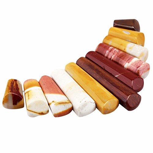 TUMBEELLUWA Craft Beads for Jewelry Making,Top Drilled Stone Loose Beads,11Pcs/Set, Mookaite - Thumbnail 2