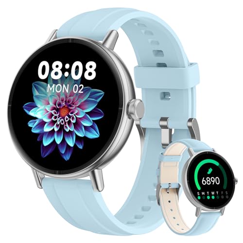 Gydom Women's Round Smartwatch 1.27 Inch Smart Watch with Phone Function, Fitness Watch with SpO2 Heart Rate Stress Calories Sleep Pedometer, 100+ Sports Modes IP68 Waterproof Sports Watch for iOS