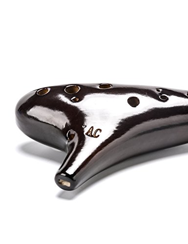 ”Joy of Wood Thrush” 12 Hole Alto C Ceramic Ocarina in Exquisite Craft (Smoked Coffee) - Thumbnail 5
