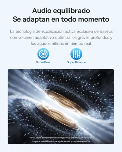 Baseus EP10 Pro Audífonos Inalámbricos Bluetooth con Cancelación de Ruido Adaptativa, EQ Adaptativo, LDAC Hi-Res, 6 Micrófonos IA, 55H Batería, IP55, Bluetooth 6.0 (Negro)