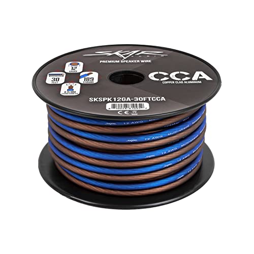 Skar Audio 12 Gauge AWG Audio Speaker Wire - 30 Feet (Blue/Brown) on