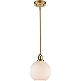 DAYCENT Modern Gold Pendant Lights Kitchen Island, Milk Glass Pendant Lighting Globe Hanging Light Fixture Mid Century 1-Ligh