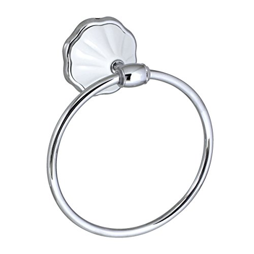 MODONA Four Piece Bathroom Accessories Set, Includes 24” Towel Bar, Robe Hook, Towel Ring, and Toilet Paper Holder – White Porcelain & Chrome - Flora Series - 5 Year Warrantee - Thumbnail 3