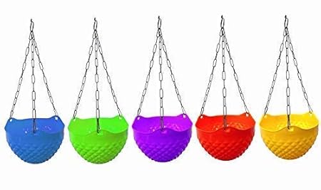 Greenport Plastic Hanging Crystal Diamond Planter | Hanging Pots for Plant (Set of 5)