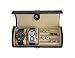 Black Carbon Fiber 2 Watch Roll Travel Case with Cufflink Ring Storage Watch Jewelry Organizer Collector Father's Day Gift