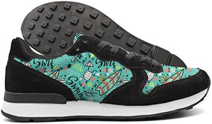 Hoohle Tropical Bright Surfboard Women Fashion Black Internationalist Leather Mid Suede Mesh Retro Casual Running Sports Trainers Runner Walking Fishing Sneakers Shoes
