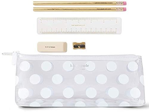 Kate Spade New York Pen and Pencil Case with School Supplies, Zip