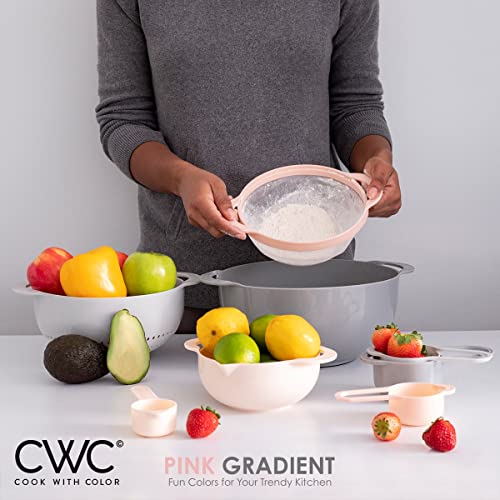 COOK WITH COLOR 8 Piece Nesting Bowls with Measuring Cups Colander and