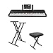 The ONE Light Keyboard and Piano Electronic MIDI Keyboard - Onyx Black with On Stage Double-X Keyboard Stand and Padded Keyboard Bench