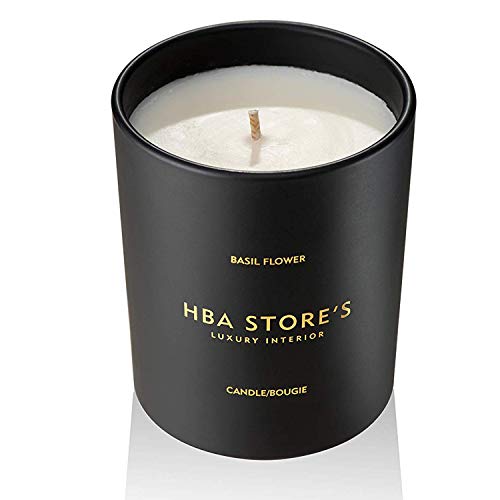 Scented Candles Soy Candle, Anxiety Reducer Basil Flowers, Aromatherapy Organic Massage Candles, Clean Long Burning, Hand Poured Natural Soy Wax, Strong Fragrance For Home Decoration