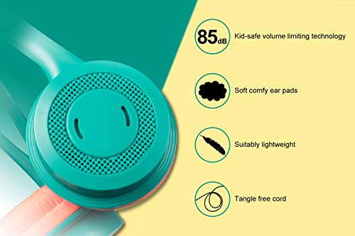 HUOTO Kids Headphones,Wired Headphone Children Girls Boys Foldable Adjustable Stereo,3.5MM Jack On-Ear Headphone Earphones Headset for iPad Cellphones Computer MP3/4 Kindle Tablet with Mic (Green)