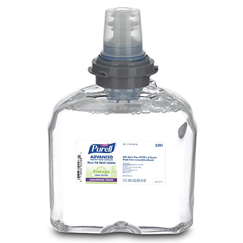 PURELL 539102CT TFX Green Certified Instant Hand Sanitizer Foam Refill, 1200mL, Clear (Case of 2)