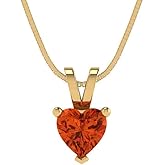 Clara Pucci 0.5 cttw Red Simulated Diamond Yellow Gold-Plated Silver Necklace and Pendant for Women (18" Box Chain,Heart Cut,5mm)