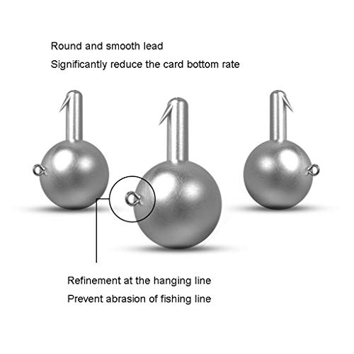 Liangzishop Fischhaken 50pcs / Packung Runde Jig Haken Angelhaken Mehrzweckbleikopfhaken for Salzwasser Süßwasser Angeln… – Bild 5