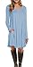 LILBETTER Women's Long Sleeve Pocket Casual Loose T-Shirt Dress (Light Blue M)
