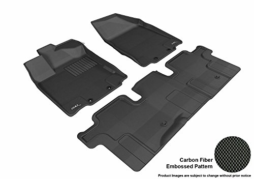3D MAXpider Complete Set Custom Fit All-Weather Floor Mat for Select Nissan Pathfinder Models - Kagu Rubber (Black)