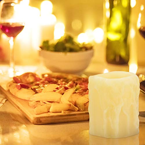 Cream Flickering Flameless Unscented LED Candles with Realistic Melted Wax Drip for Decoration (Set of 3)