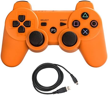 Pofona Bluetooth Wireless Controller For PS3 Double Shock - Bundled with USB charge cord (Orange)