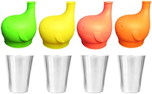 Stainless Steel Sippy Cups For Toddlers &amp; Kids With Silicone Sippy Cup Lids 8.5oz Whale (4-Pack)