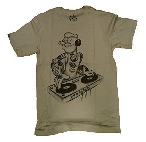 Popeye DJ on the Turntables Graphic T-Shirt - Small | Amazon