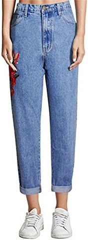 QINGFANG Womens High Waist Loose Fit Straight Leg Jeans Boyfriend Denim Pants