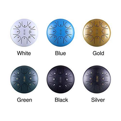 Steel Tongue Drum, 6 Inch 8 Notes Percussions with Mallets, Professional G Tune Tank Music Education Carry Instrument, Hand Pan Mini(Blue) - Thumbnail 2