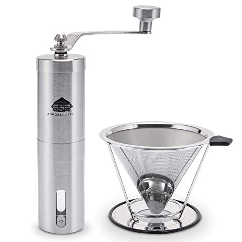 ABNOBACOFFEE Kaffee-Set manuelle Handkaffeemühle mit Permanentfilter aus Edelstahl – Bild 3