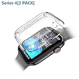 [2-Pack] Elobeth iWatch Series 4 44mm Protective Case Screen Protector V2.0 Soft Silicone Waterproof Shockproof Clear Ultra-Thin Cover Compatible Apple Watch Case Series 4 (Clear, 44mm)