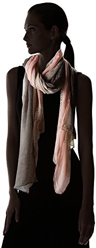 GERINLY Lightweight Scarves: Fashion Lace Print Shawl Wrap For Women (DarkGrey+LightPink)