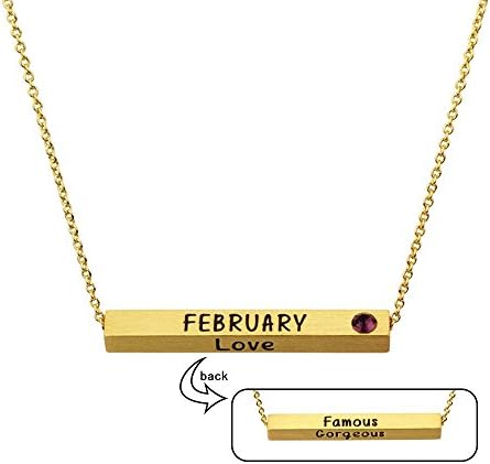 Miraclelove Gold Chain Crystal Necklace Birthstone Personalized Pendant Bar Necklace, 18"
