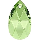 20pcs Czech Faceted Crystal Glass Pear Chandelier Pendant Drop Loose Beads Suncatcher 22mm Large August Peridot Green Birthstone for DIY Craft Jewelry Making CCE-16