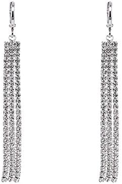 SO SEOUL Women's Rhinestone Stone Chain Drop Earrings