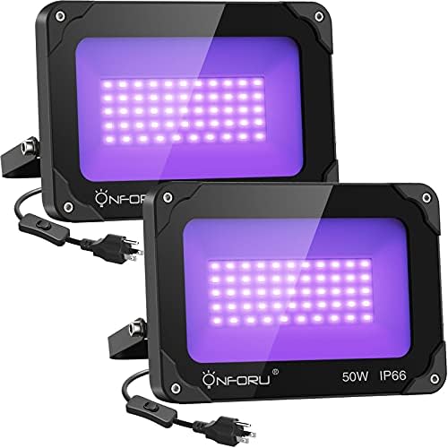 Onforu 2 Pack 50W LED Black Lights, Blacklight Flood Light with Plug
