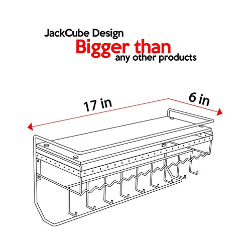 JackCubeDesign Hanging Jewelry Organizer Necklace Hanger Bracelet Holder Wall Mount Necklace Organizer with 9 Hooks and Bamboo Support(White,16.9 x 5.9 x 7.1 inches) - :MK237B