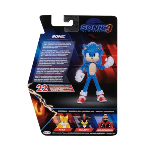 Boneco Sonic 13cm Figura Articulada Filme Sonic 3 - Sunny