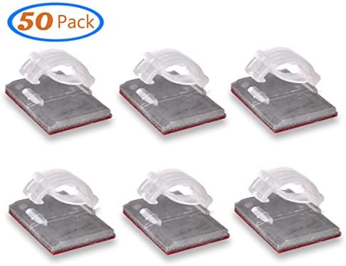 Cable Clips Organizer - Cord Management Clamps, Desktop Cord Holder Hider, Conshine Self Adhesive Charging Cable Management System for Car, Office and Home (50-Pack)