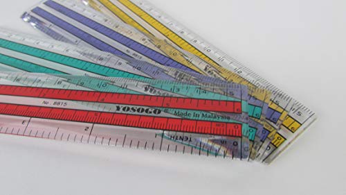 6 inch (15 cm) Premium Quality Transparent Plastic Ruler Pack of 12