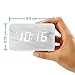 OCT17 Marble Pattern Alarm Clock, Fashion Multi-Function LED Digital Alarm Clocks Stone Cube with USB Power Supply, Voice Control, Timer, Thermometer - White